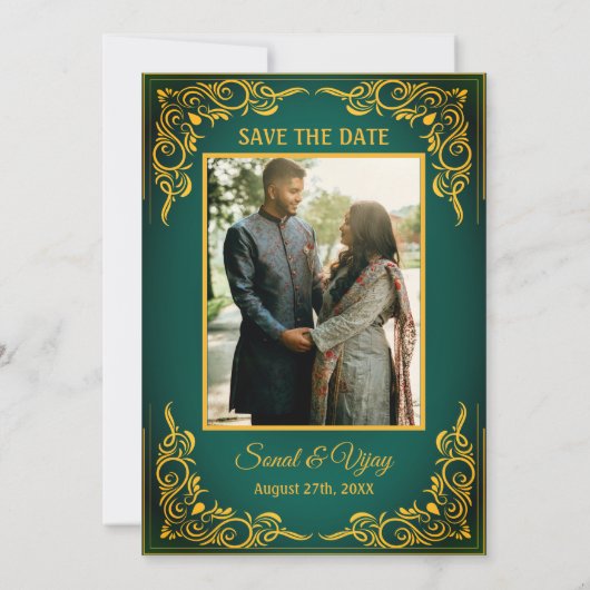 インディアン結婚ヒンドゥーカスタムズ写真Ganesha Logo Inv 招待状 (裏面)