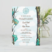 インディアン結婚ヒンドゥー夫婦像バタフライ 招待状 (スタンド正面)