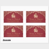 インディアン結婚住所 シール、青および金ゴールド 長方形シール (シート)