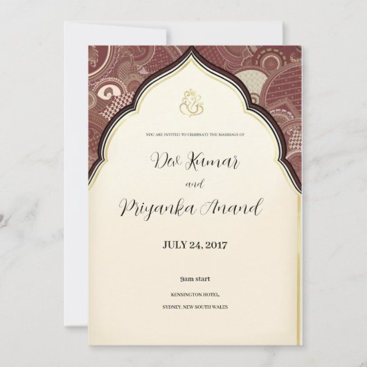 インディアン結婚式の招待 招待状 (正面)