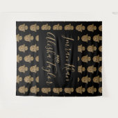 インディアン結婚式の日付を保存金ゴールドハムサHenna タペストリー (正面(横))