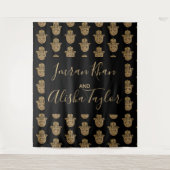 インディアン結婚式の日付を保存金ゴールドハムサHenna タペストリー (正面)