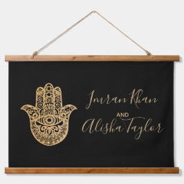 インディアン結婚式の日付を保存金ゴールドハムサHenna 吊り下げ型タペストリー