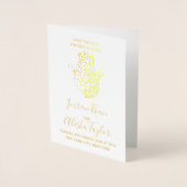 インディアン結婚式の日付を保存金ゴールドハムサHenna 箔カード (正面)