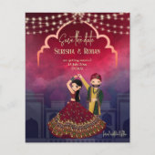 インディアン結婚式は日付かわいいブライダルカップルを保存 (正面)