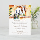 インディアン結婚式は日付ピーコックジャイプールパレスを保存 招待状 (スタンド正面)