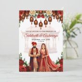 インディアン結婚式ロカヒンドゥー教ボリウッド 招待状 (スタンド正面)