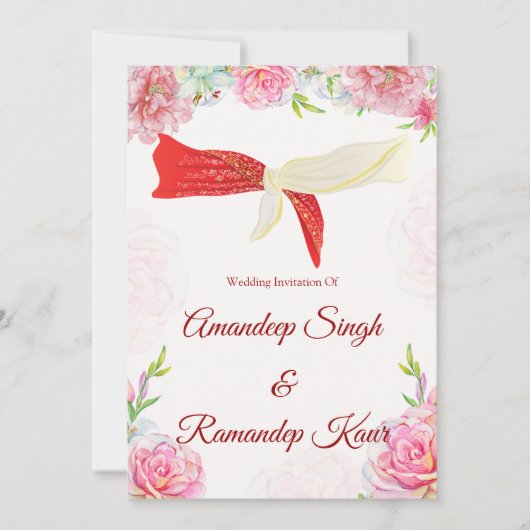 インディアン結婚式招待状シーク式の結婚式の招待 招待状 (正面)