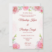 インディアン結婚式招待状シーク式の結婚式の招待 招待状 (裏面)