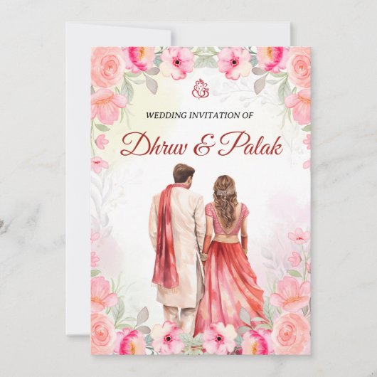 インディアン結婚式招待状ヒンドゥー結婚式招待状 招待状 (正面)