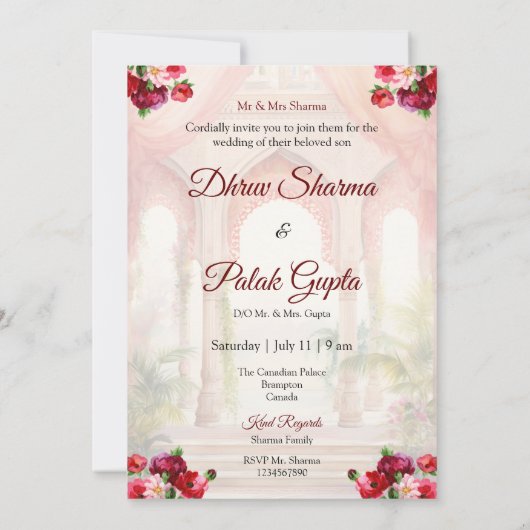 インディアン結婚式招待状ヒンドゥー結婚式招待状 招待状 (裏面)