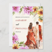 インディアン結婚式招待状ヒンドゥー結婚式招待状 招待状 (正面)