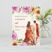 インディアン結婚式招待状ヒンドゥー結婚式招待状 招待状 (スタンド正面)