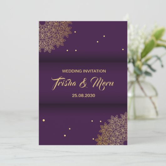 インディアン結婚式招待状民族曼荼羅 セーブザデート (スタンド正面)