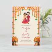 インディアン結婚式招待状&ヒンドゥー式結婚式の招待 招待状 (スタンド正面)