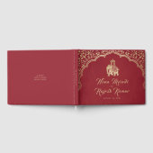 インディアン結婚式招待状,レッド,金ゴールド,ガネシャ ゲストブック (全面)