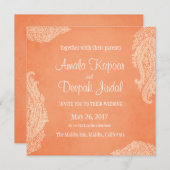 インディアン結婚式招待状、金ゴールド、ヒンズー結婚教徒 招待状 (正面/裏面)