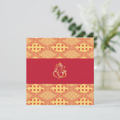 インディアン結婚赤と黄の披露宴 招待状 (スタンド正面)