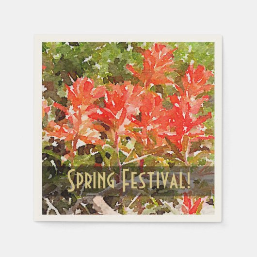 インディアン絵を描ブラシWildFlower Water Color スタンダードカクテルナプキン (正面)