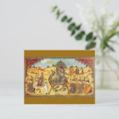 インディアン絵画 – ラクダと結婚の行列 ポストカード (スタンド正面)