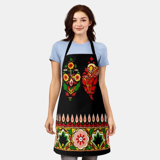 インディアン綿織物 エプロン (着用した状態)