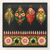 インディアン綿織物 ガラスコースター (正面)