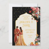 インディアン花嫁と花婿の日付の保存 招待状 (正面)