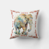 インディアン芸術的象 クッション (裏面)