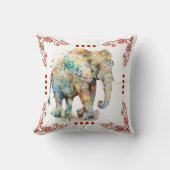 インディアン芸術的象 クッション (正面)