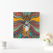 インディアン虎 スクエア壁時計 (ホーム)