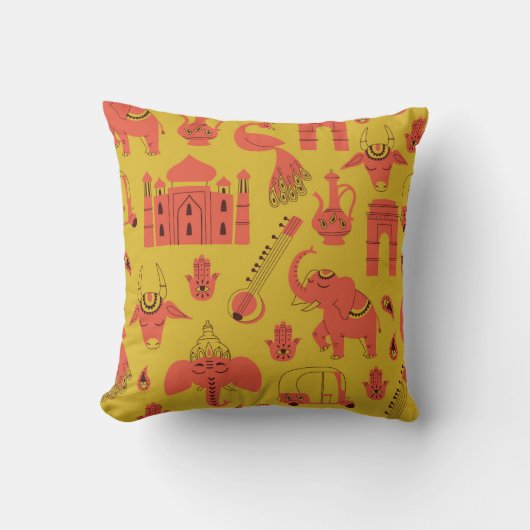 インディアン要素、手書きヴィンテージ。 クッション (正面)