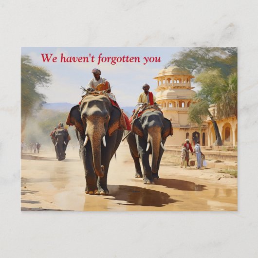 インディアン象のドライバー油絵 ポストカード (正面)