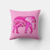 インディアン象の明るい赤紫色ピンクアラベスクパター クッション (裏面)