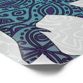 インディアン象ティール（緑がかった色）とパープルロータス ポスター (コーナー)