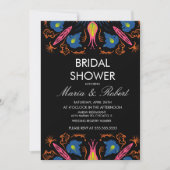 インディアン象フローラブラックブライダルシャワー 招待状 (正面)