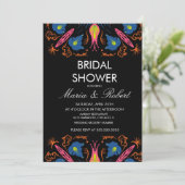 インディアン象フローラブラックブライダルシャワー 招待状 (スタンド正面)