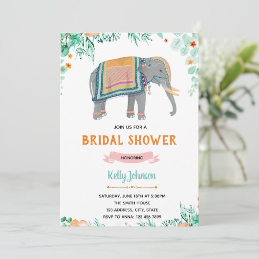 インディアン象ブライダルシャワーのテーマパーティー 招待状 (スタンド正面)