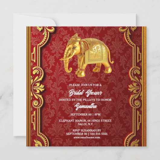インディアン象ブルゴーニュ金ゴールドヒンズー教シャワー シーズンカード (正面)