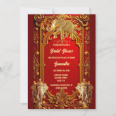 インディアン象ブルゴーニュ金ゴールド王室のブライダルシャワー 招待状 (正面)