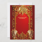 インディアン象ブルゴーニュ金ゴールド王室のブライダルシャワー 招待状 (裏面)