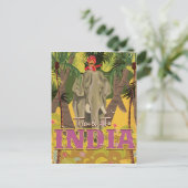 インディアン象ヴィンテージ旅行ポスター ポストカード (スタンド正面)