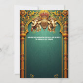 インディアン象王室のティール(緑がかった色)金ゴールドカップルのシャワー 招待状 (裏面)