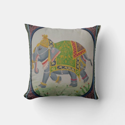 インディアン象絵を描枕 クッション (正面)