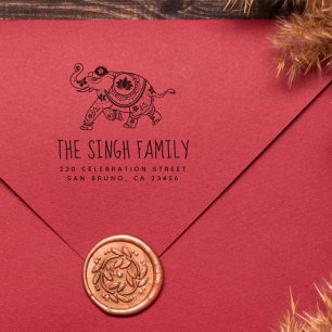 インディアン象  名前をカスタムすると差出人住所 ラバースタンプ