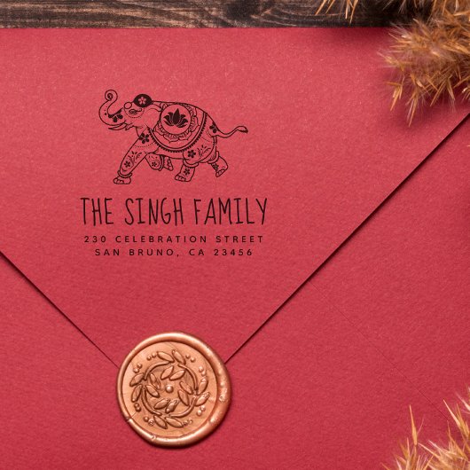 インディアン象 |名前をカスタムすると差出人住所 ラバースタンプ