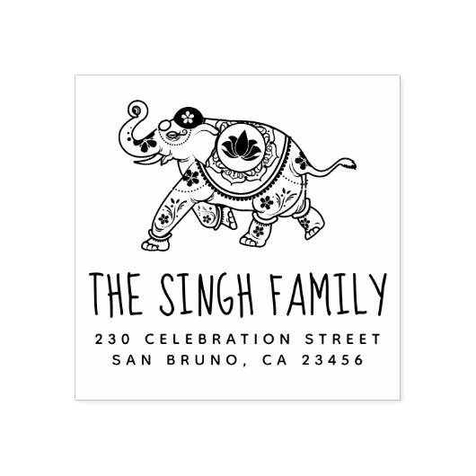 インディアン象 |名前をカスタムすると差出人住所 ラバースタンプ (インプリント)