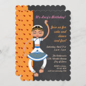 インディアン踊りガールバースデーパーティーの招待 招待状 (正面/裏面)