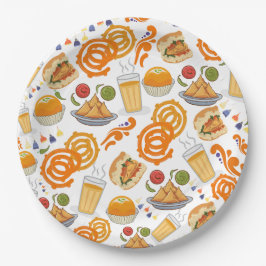 インディアン通りフードパターンカラフルフェスティバルチャイ ペーパープレート