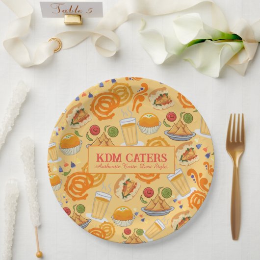 インディアン通りフードパターンカラフルフェスティバルチャイ ペーパープレート (ウェディング)