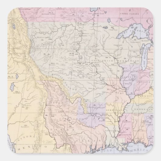 インディアン部族の地域を示す地図 スクエアシール (正面)